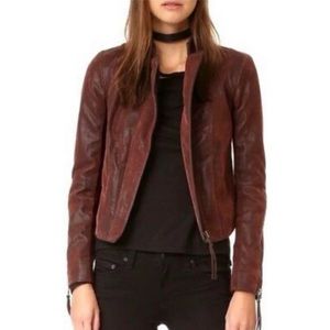 Free People Burgundy Faux Leather Jacket
